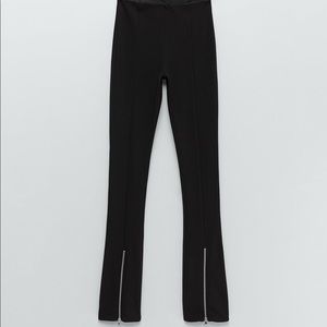 Ribbed leggings with zippers